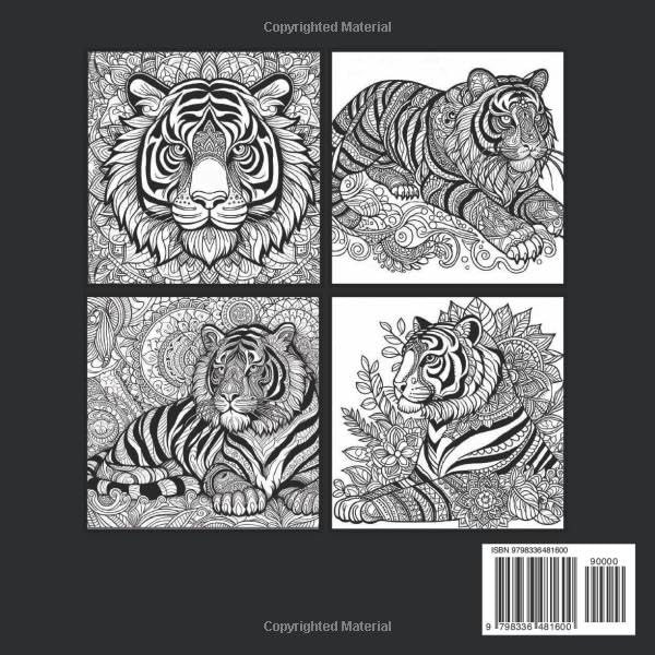Tiger Coloring Book For Adults: Fun and Relaxing Mandala Patterns, Animals Illustrations For Men and Women Majosta