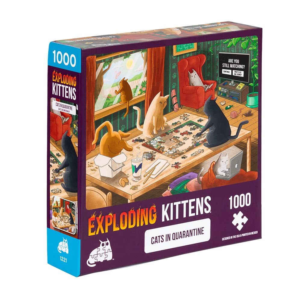 Cats in Quarantine Jigsaw Puzzle by Exploding Kittens - 1000 Pieces Jigsaw Puzzle for Adults, Teens, and Kids - Cat Puzzle, Funny Puzzle, Art Puzzle Exploding Kittens LLC