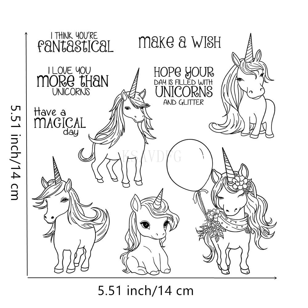 Unicorn Words I Love You Clear Stamps and Die Cuts Sets for Handmade Card Making Metal Cutting Dies Stencils Scrapbook Kit Embossing Supplies 2024-2025 Seals Template KSAVDFG