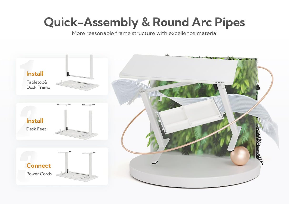 INNOVAR Wireless Charging Glass Standing Desk with Drawers, Adjustable Height Stand Up Desk, Electric Standing Desk with Storage, 48 inch, Super White INNOVAR