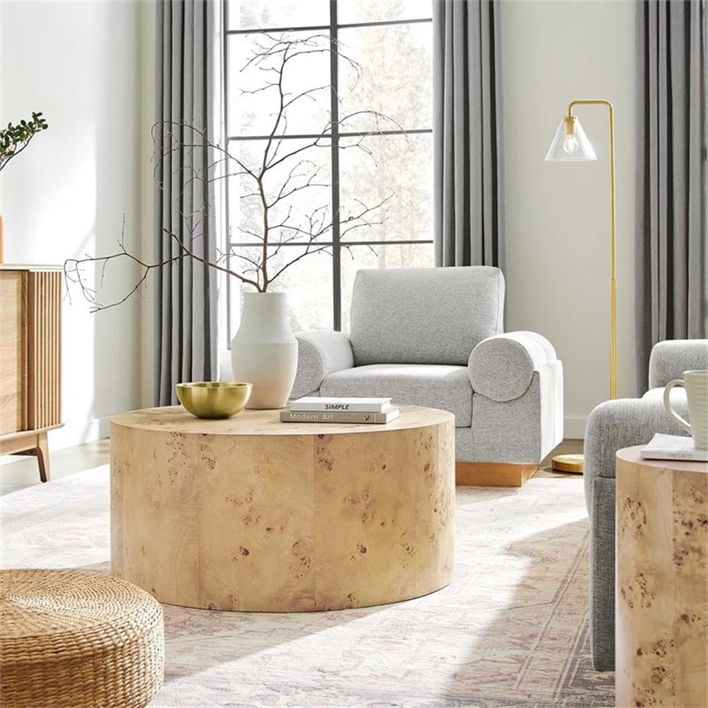 Modway EEI-6274-NAB Cosmos 35" Round Burl Wood Coffee Table, Natural Burl Modway