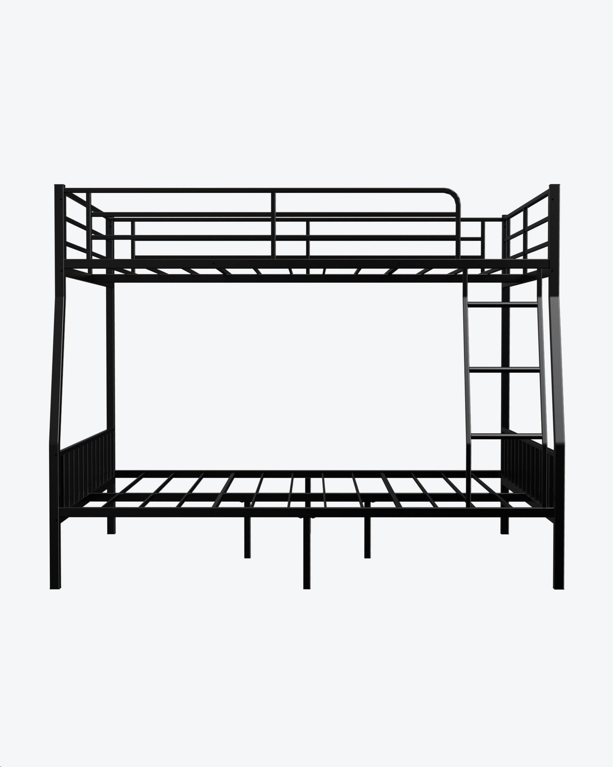 Miscoos Full XL Over Queen Metal Bunk Bed, Heavy-Duty Bed Frame with EVA Rubber Cover Ladder & Safety Guardrails, Space-Saving Sturdy Queen Bunk Bed for Adults & Teens, Black Miscoos