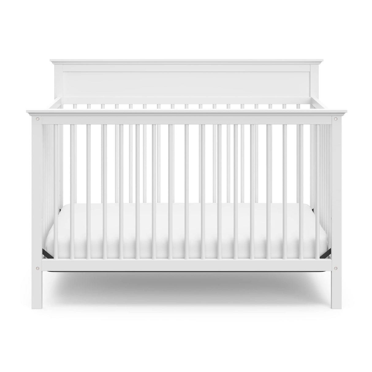 Storkcraft Carmel 5-in-1 Convertible Crib (White) - GREENGUARD Gold Certified, Converts to Toddler Bed & Full-Size Bed, Fits Standard Full-Size Crib Mattress, 4 Adjustable Mattress Heights Storkcraft