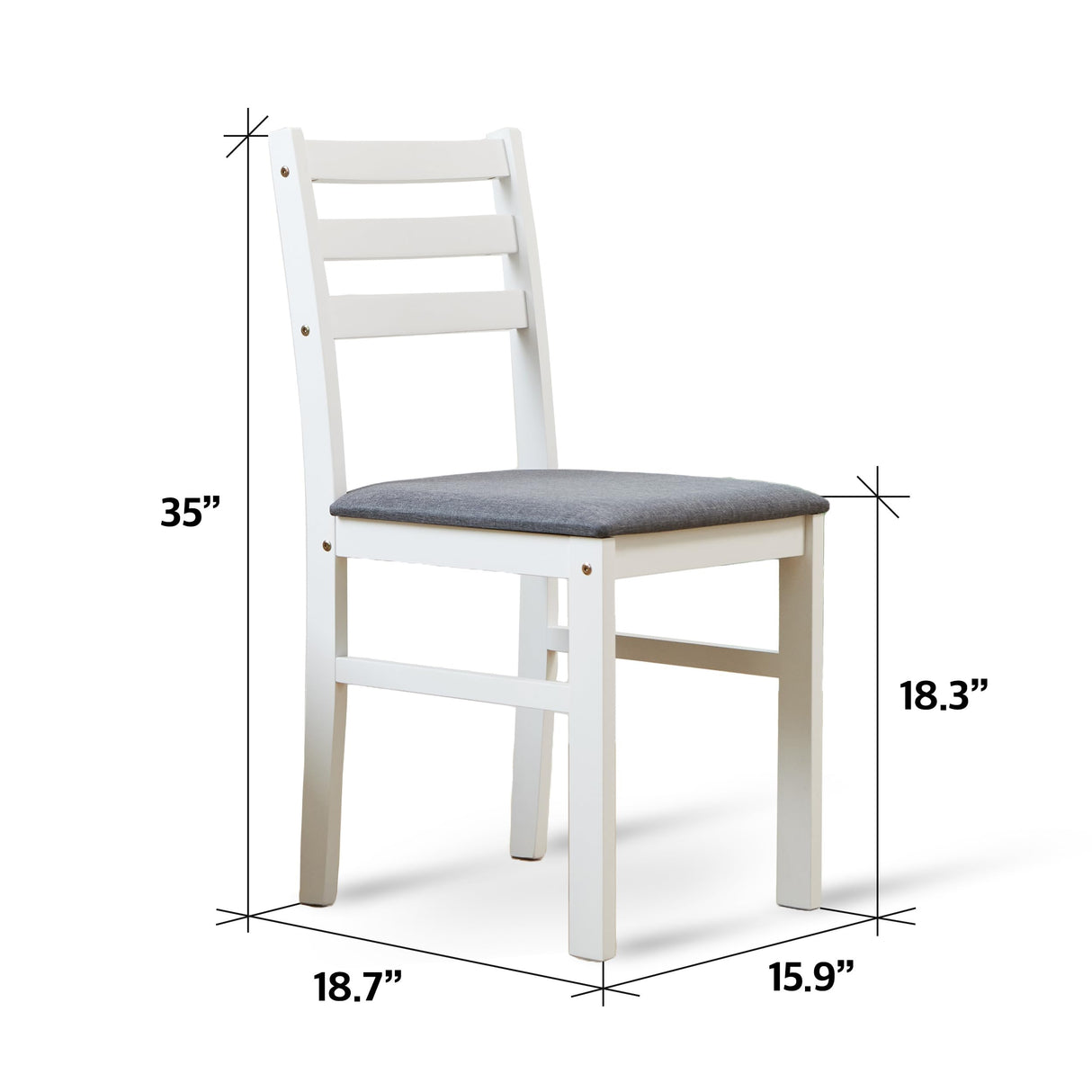 Livinia Seattle 5-Piece Wooden Dining Table Set for 4, Modern Farmhouse Kitchen Dining Room Set with Solid Wood Ladder Back Chairs for Small Space (White) Livinia