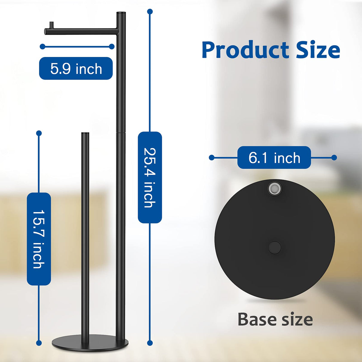 Toilet Paper Holder Stand, Bathroom Toilet Paper Roll Holder Stand with Reserve, Standing Toilet Paper Holder with Storage Batoliet