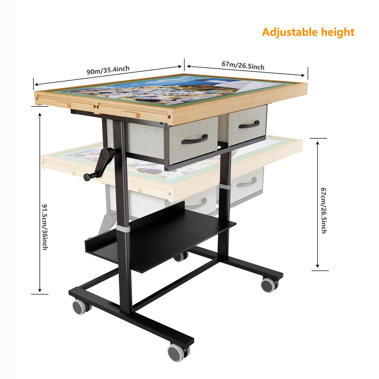 1500 Piece Jigsaw Puzzle Table with Legs,Jigsaw Puzzle Board Portable with 4 Drawers and Cover,35"x26"Adjustable Puzzle Tables for Adults,Gift for Mom OIRBOEUS
