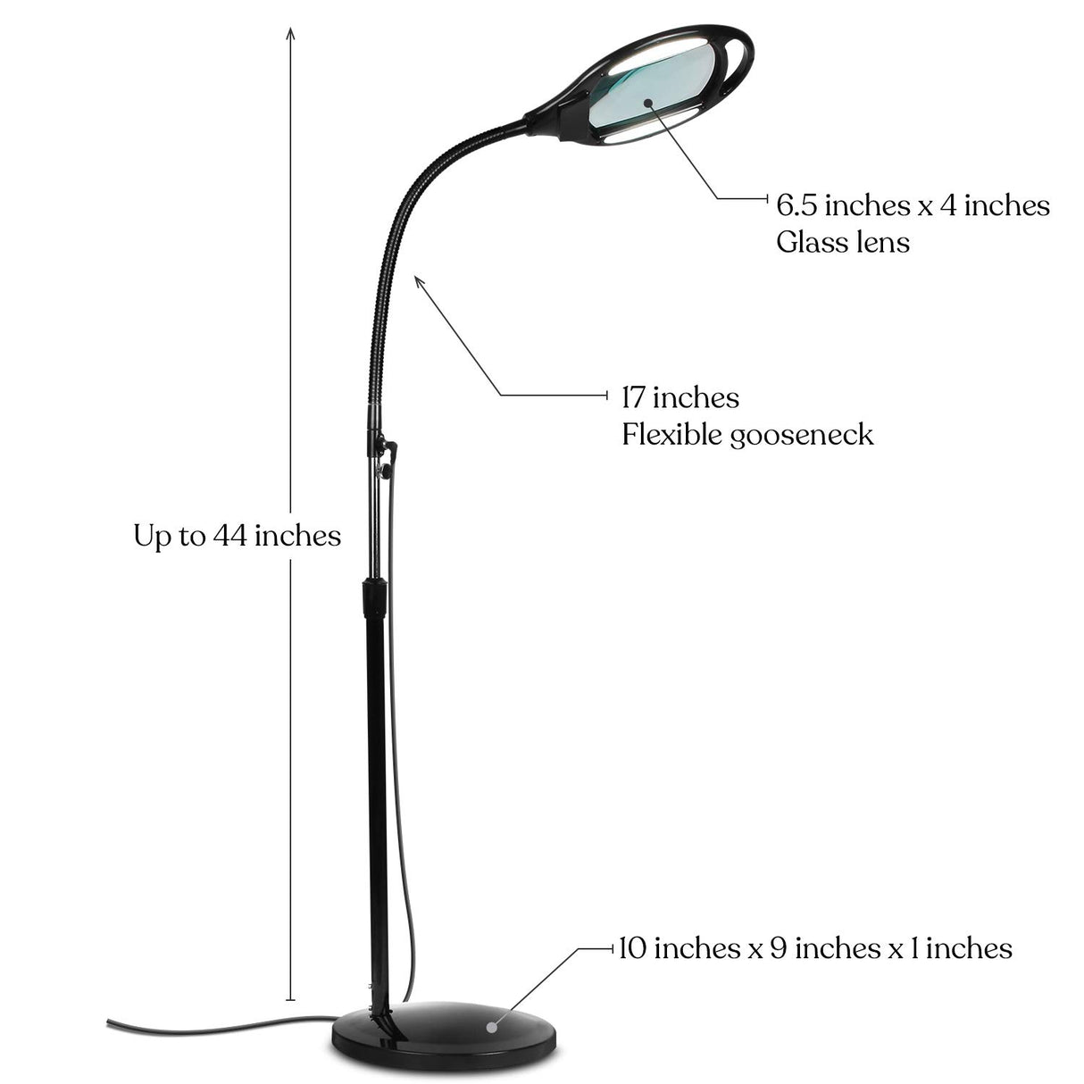 Brightech LightView Pro Magnifying Floor Lamp - Hands Free Magnifier with Bright LED Light for Reading - Work light With Flexible Gooseneck - Standing Mag Lamp Brightech