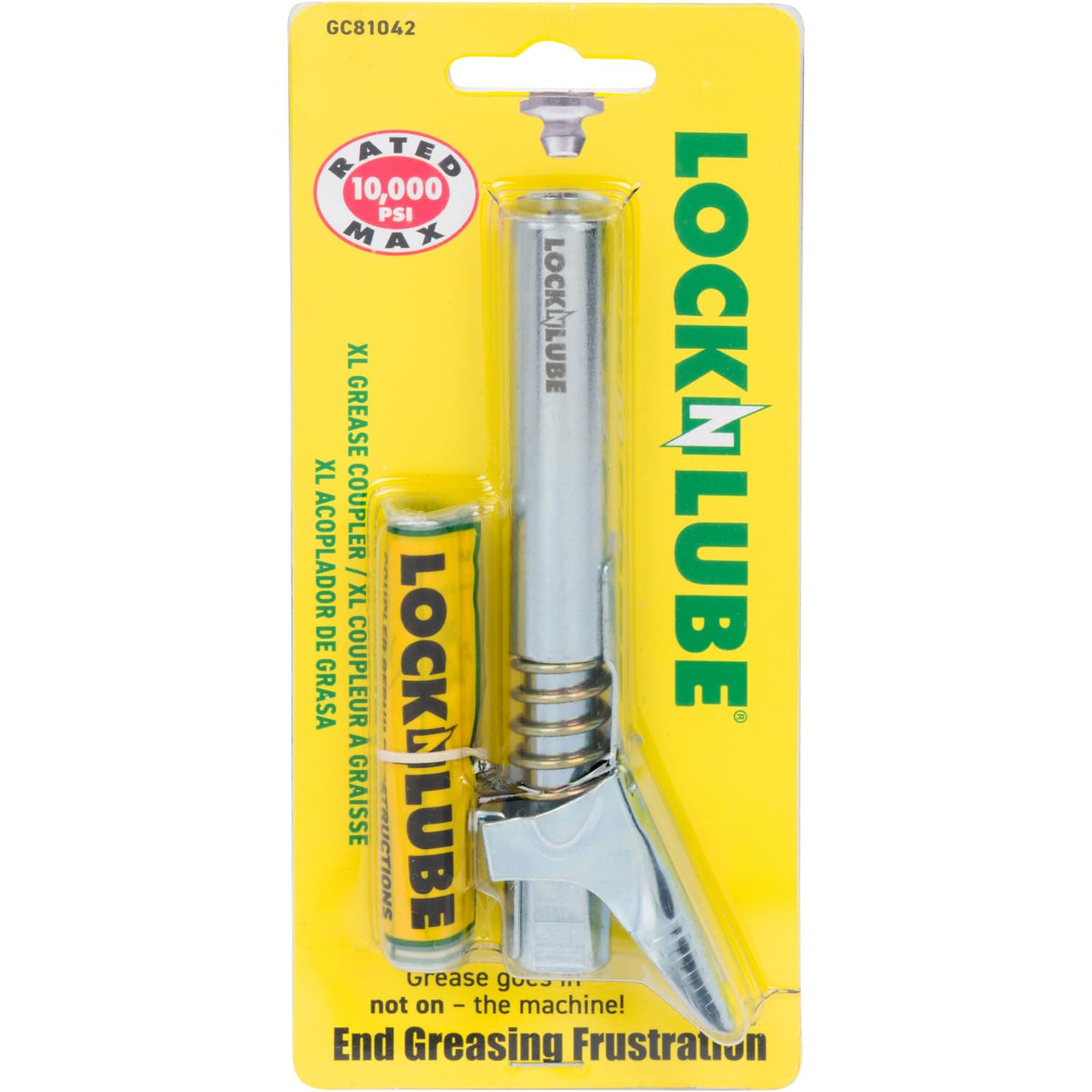 LockNLube Grease Gun Coupler XL - Extra reach for recessed grease fittings LockNLube