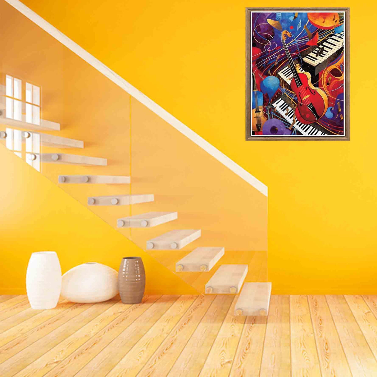 Bimkole 5D Diamond Art Kits for Adults Guitar Piano, Full Drill Musical Notes DIY Rhinestone Embroidery Set Paint with Diamonds Art by Number Kits Cross Stitch Home Wall Craft Decoration 12X16 Inch Bimkole