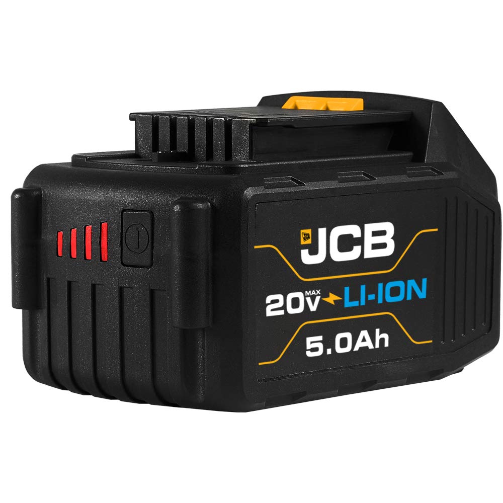 Jcb Tools - 20V Lithium-Ion Battery 5.0Ah With Charge Remaining Indicator - For Jcb 20V Power Tools - Drill, Jigsaw, Recip Saw, Circular Saw, Multi Tool, Miter Saw, Angle Grinder, LED Work Light JCB