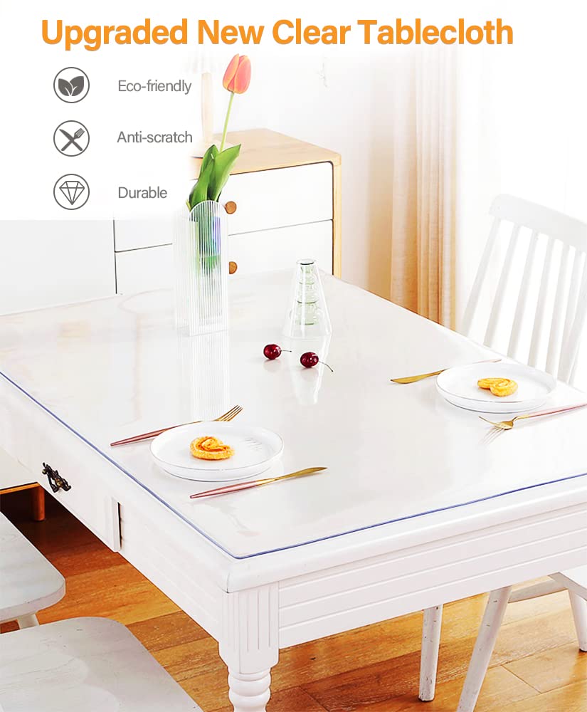 VeeCano 24X48 Inch Clear Plastic Table Protector PVC Vinyl Kitchen Dinner End Coffee Table Top Cover Cloth Wood Furniture Protective Runner Liner Pad for Console Office Garden Picnic Table VeeCano