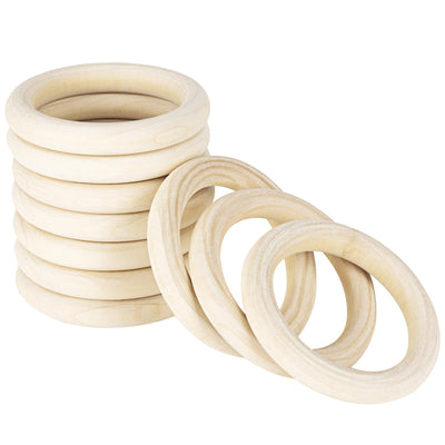 50 PCS 50mm Unfinished Wooden Rings for Craft, Nature Solid Wood Rings for DIY Crafts Without Paint, Macrame Wooden Rings for Ring Pendant and