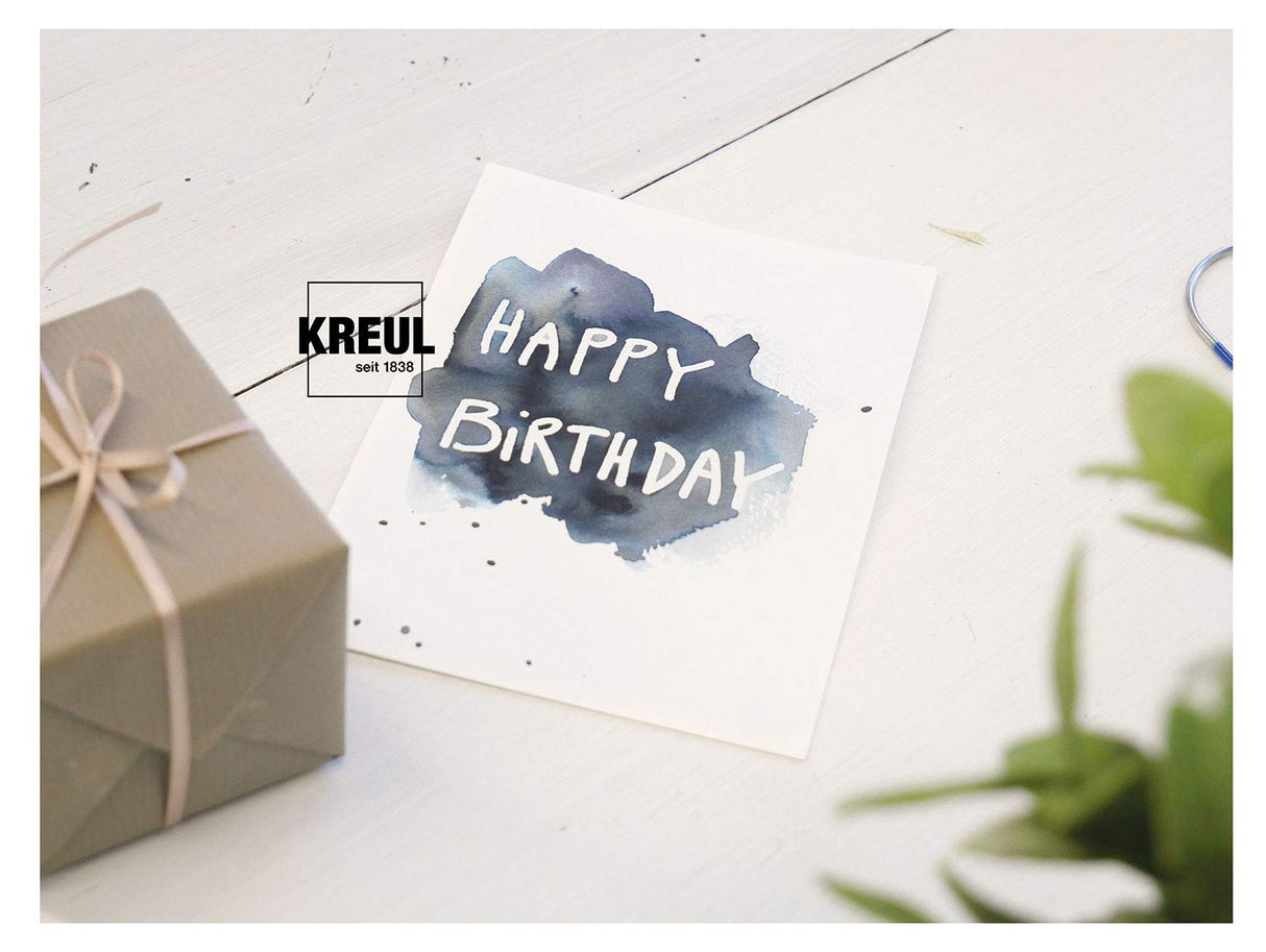 KREUL 18160 Solo Goya fine, Removable Scratch Masking Marker Shape, for Precise and Sharp Middle of Flowing Watercolour Paint, line Width 1-2 mm, Blue KREUL