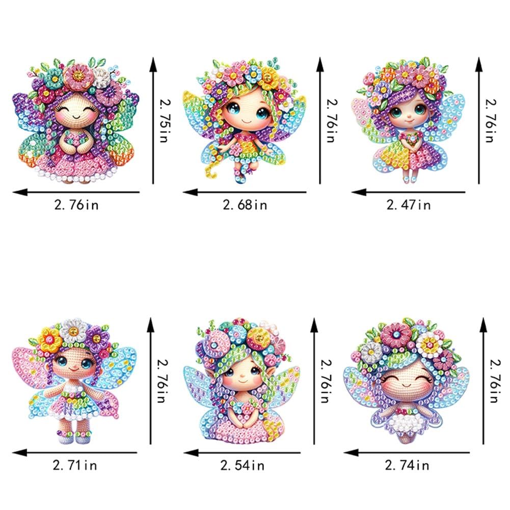 YUE ZHE 6 PCS Flower Fairy Diamond Art Kits for Adults Double Sided Diamond Art Keychains Animal DIY 5D Painting Keychains Kits for Adults Beginners DIY Crafts YUE ZHE