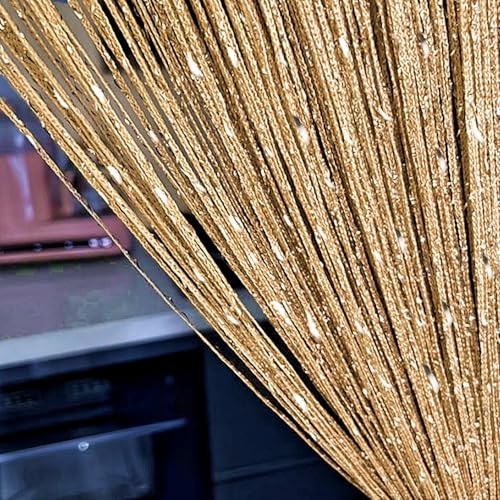 ave split Decorative Door String Curtain Wall Panel Fringe Window Room Divider Blind Divider Tassel Screen Home 100x200centimeter (Champagne18) ave split
