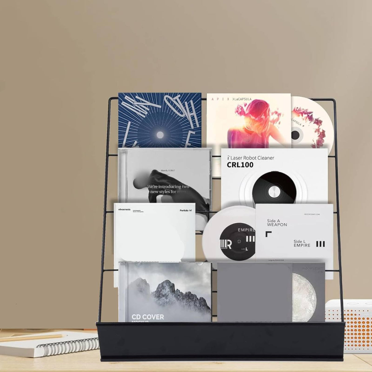 4-Tier Tabletop Book Display Rack, Magazine and CD Holder, 16.14 x 17.95 x 17.24 inches HBUYGF