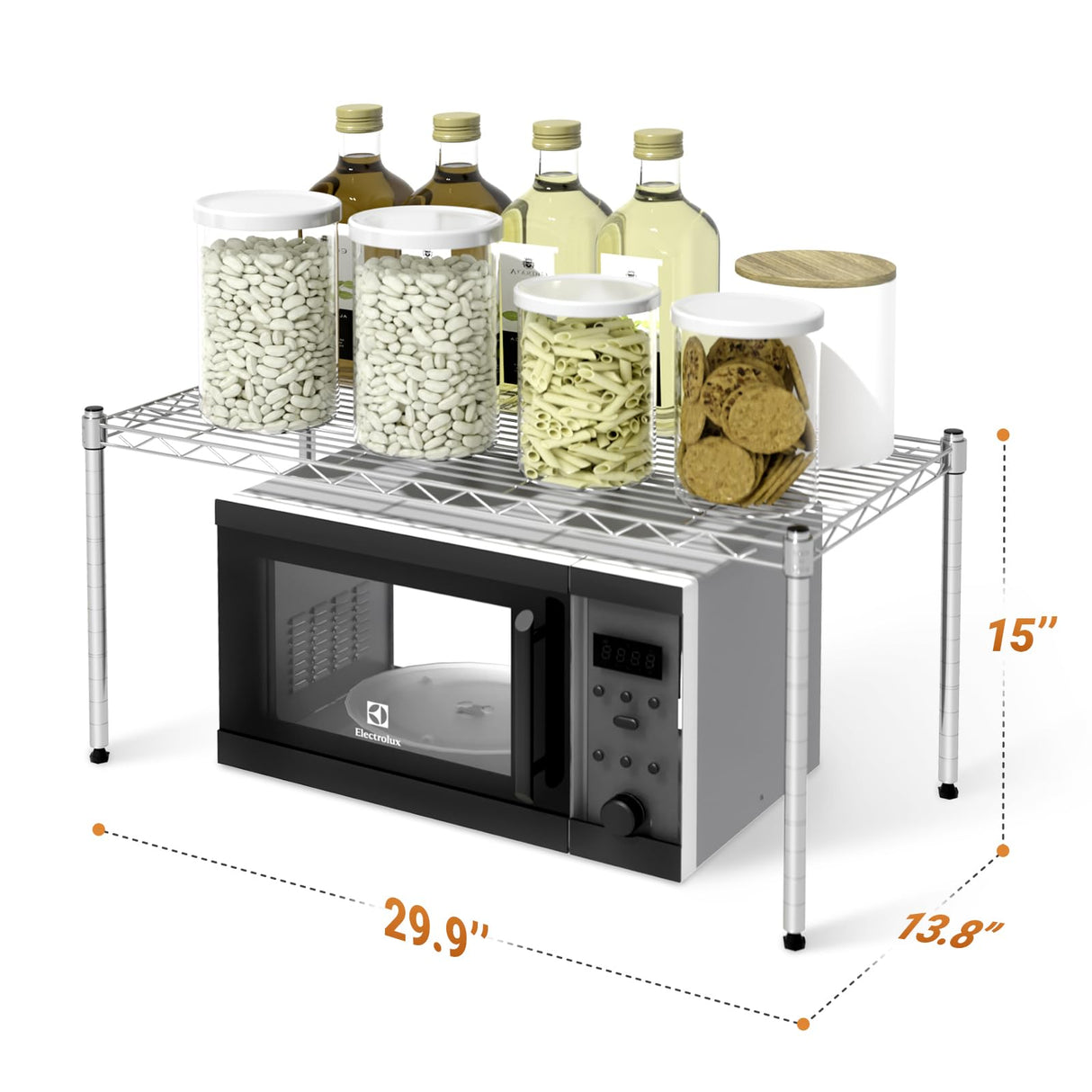 YSSOA 1-Tier Shelving Unit, 29.92" W x 13.78" D x 14.96" H Steel Organizer Wire Rack, Chrome, 2 Pack YSSOA