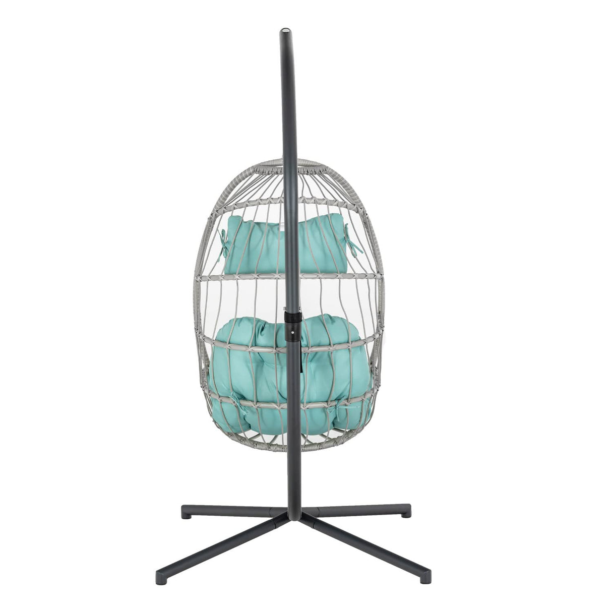 Yechen Egg Swing Chair with Stand, Patio Wicker Rattan Hanging Chair Swing Hammock Egg Chairs with UV Resistant Cushion for Indoor Bedroom Outdoor Garden Backyard, Light Blue (QH1912050036USBL) Yechen