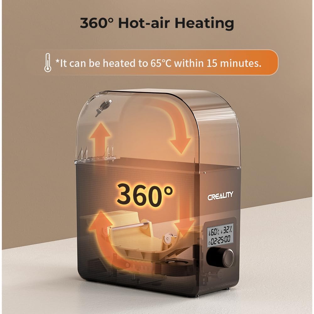 Creality Filament Dryer Box Pro, Upgraded 360° Heating with Fan, Dust & Moisture-Proof Storage, 3D Printer Filament Spool Holder, Dehydrator for 1.75mm/2.85mm PLA PETG ABS TPU Creality