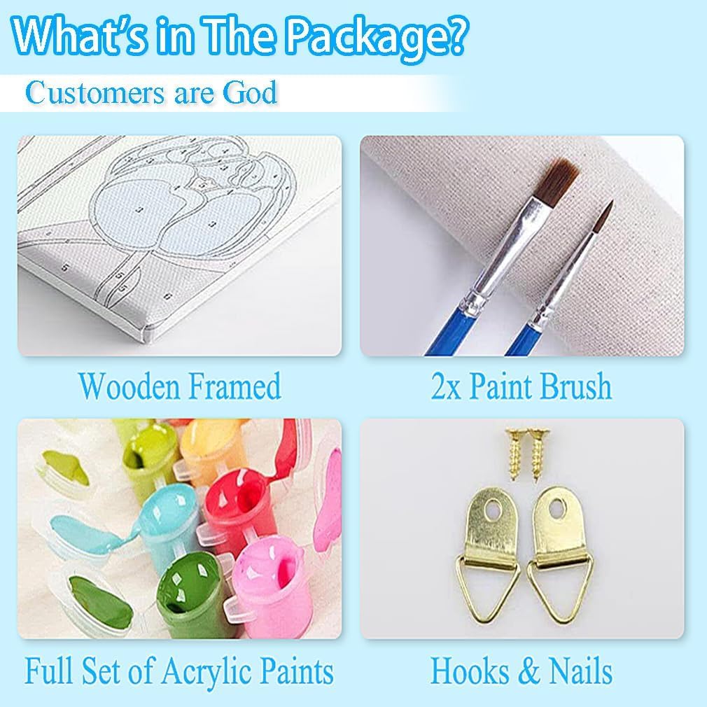 HOIYLDS Framed 4 Pack Paint by Number for Kids, Cute Animals Paint by Numbers for Kids Ages 8-12, Paint by Numbers Kits Children Beginner, DIY Acrylic Oil Painting for Home Wall Decor (8x8inch) HOIYLDS