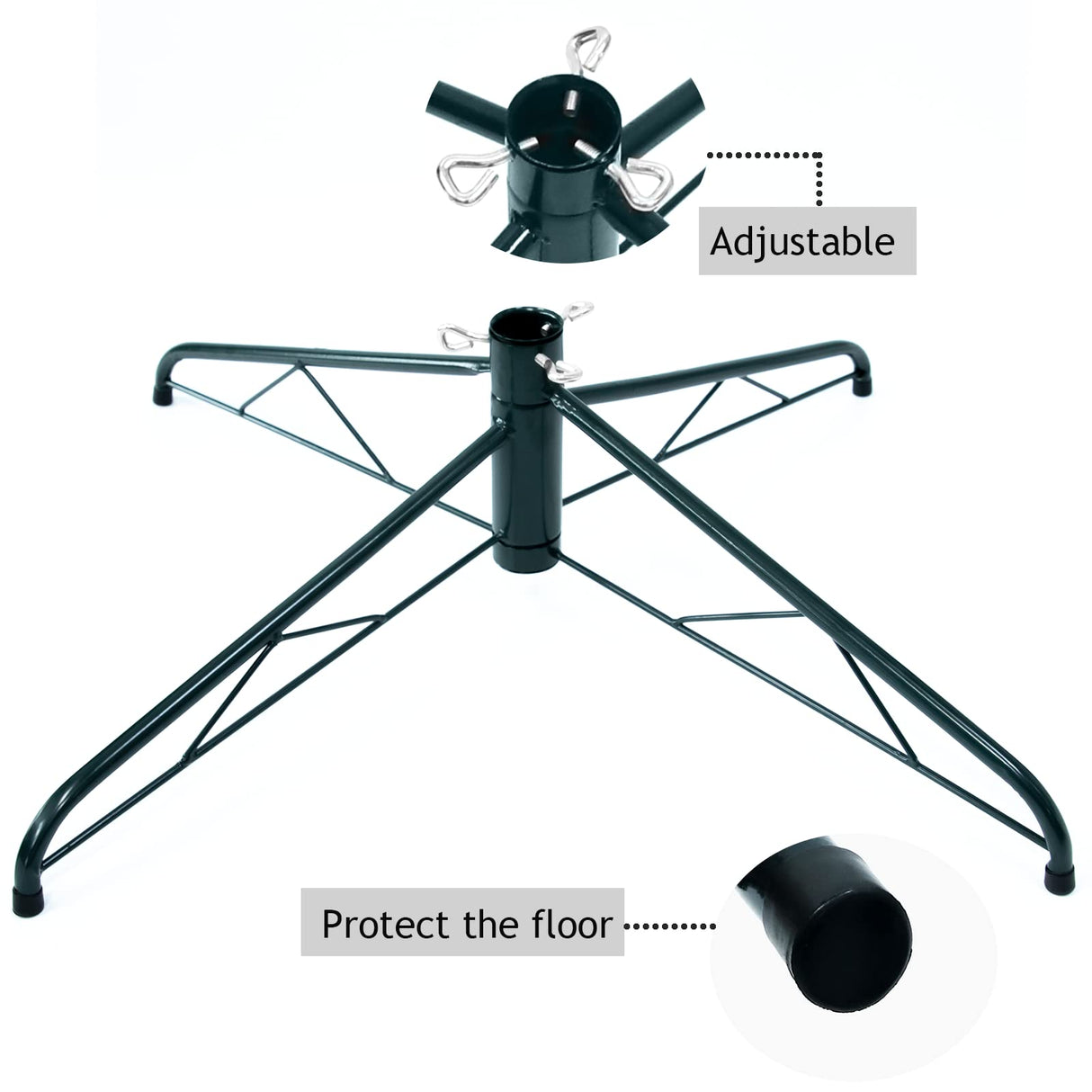 Maylai 27.6 inch Large Christmas Tree Stand for Artificial Trees, Folding Christmas Tree Base for 3 Ft to 9 Ft Artificial Trees, Fits 0.5-1.25 Inch Tree Pole,(Green) Maylai