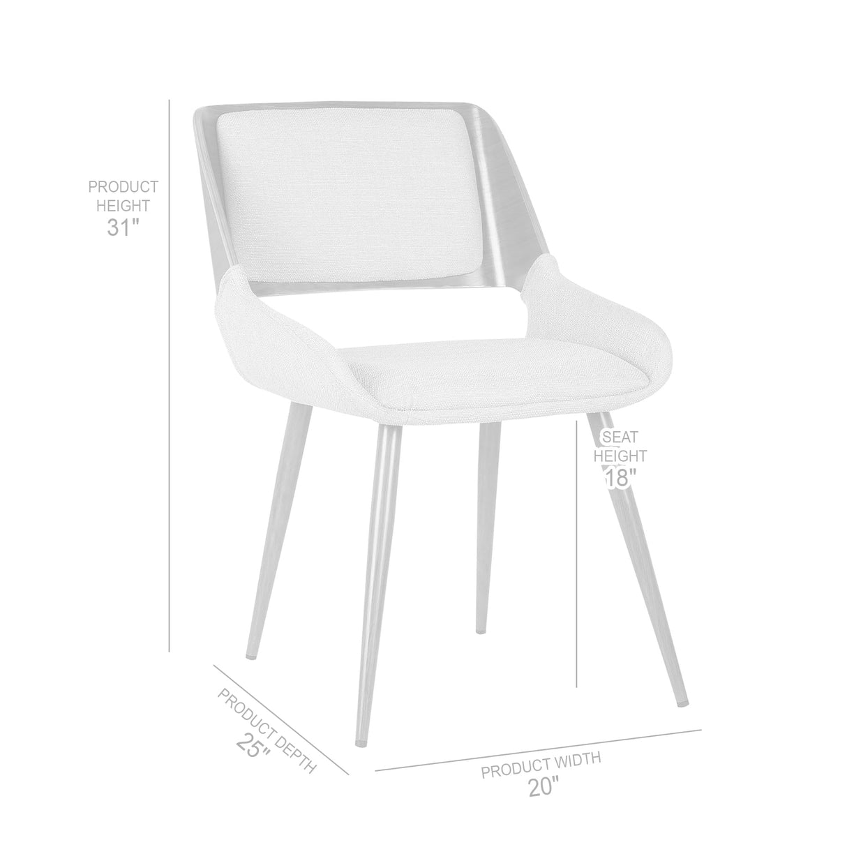 Armen Living Panda Mid Century Modern Upholstered Fabric and Walnut Wood Dining Accent Chair for Kitchen Table Desk Vanity, 20 x 31 x 25, Black Faux Leather Armen Living