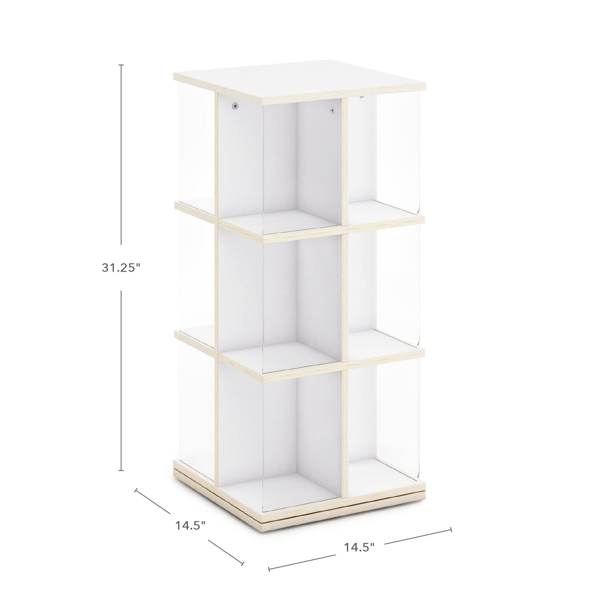 Guidecraft EdQ Rotating Book Display - White: Spinning Plywood Storage Bookshelf with Acrylic Windows for Kids Classroom, Playroom, or Bedroom Guidecraft