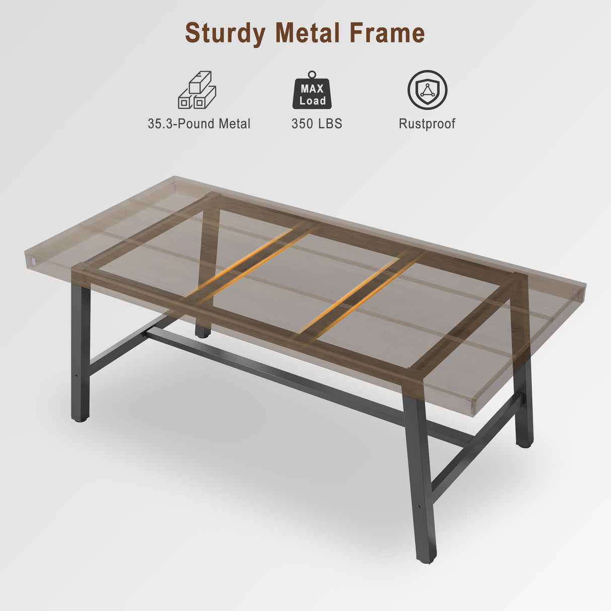 Industrial Dining Table for 6-8 People, 70.87" Long Wooden Kitchen Table with Sturdy Metal Frame & Rustic Brown Finish - Seats 6 Rectangular Counter for Dinner, Kitchen, Dining Room - Brown GarveeHome