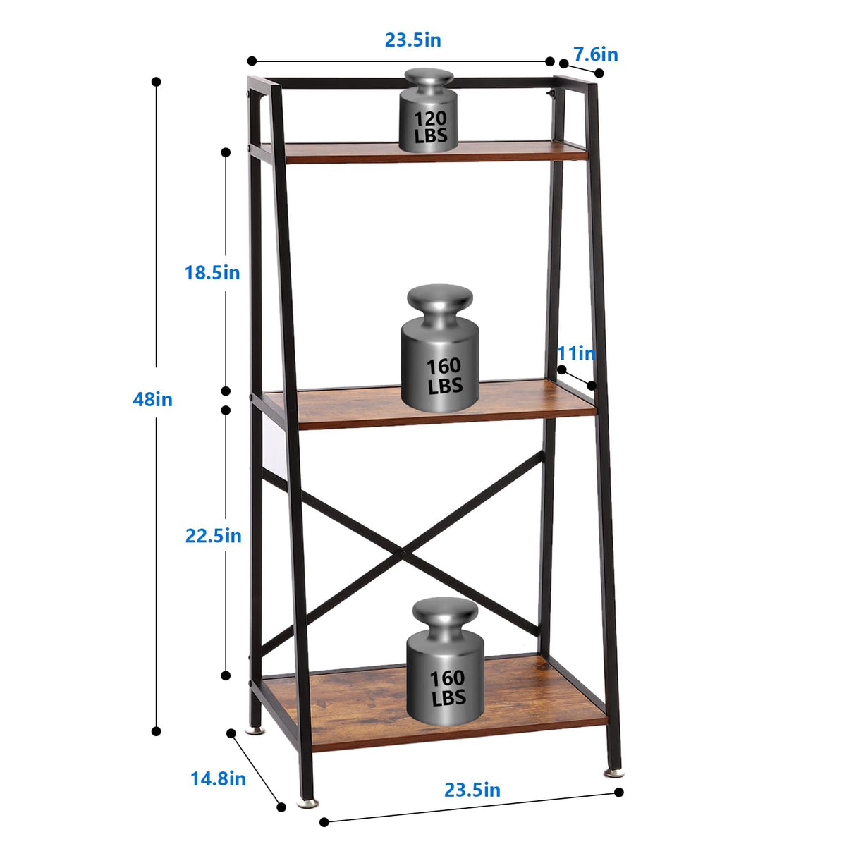 Eastern Tree Fish Tank Stand for 10-20 Gallon Aquarium, Aquarium Stand with Wooden Shelf for Storage, 3-Tiers Metal Tank Stand Fit Reptile Tank, Turtle Tank, Planting Tank, Display at Home or Office Eastern Tree