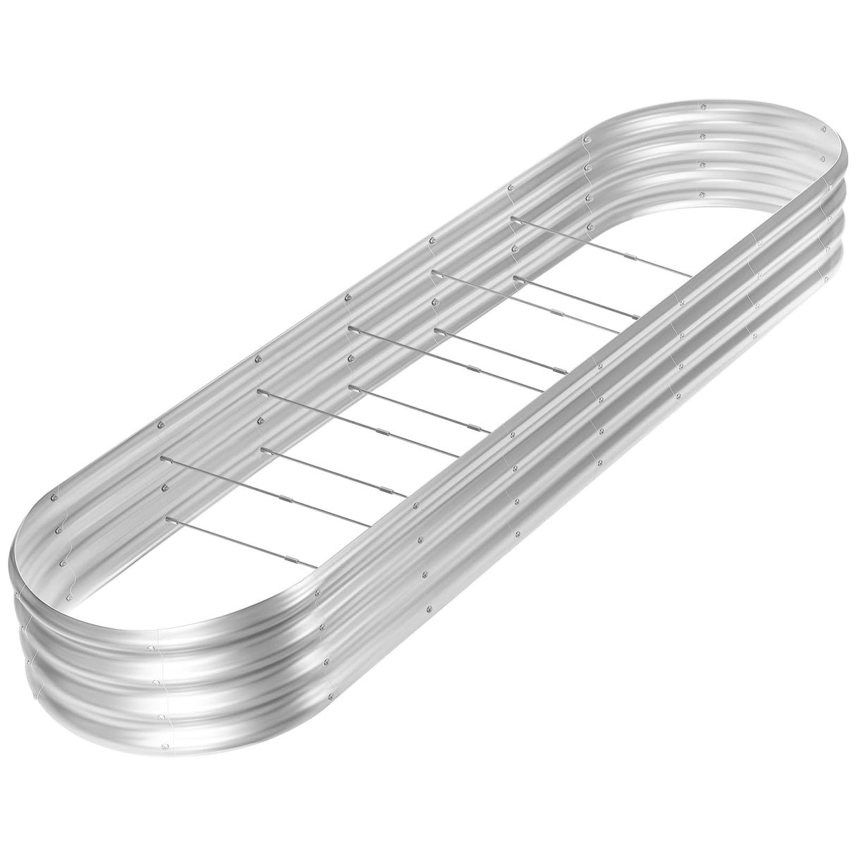 Land Guard 8ft Galvanized Raised Garden Bed Kit, Raised Garden Boxes Outdoor, Oval Metal Raised Garden Beds for Vegetables, Silver,108 Gallon Capacity(with 10 Connecting rods) Land Guard