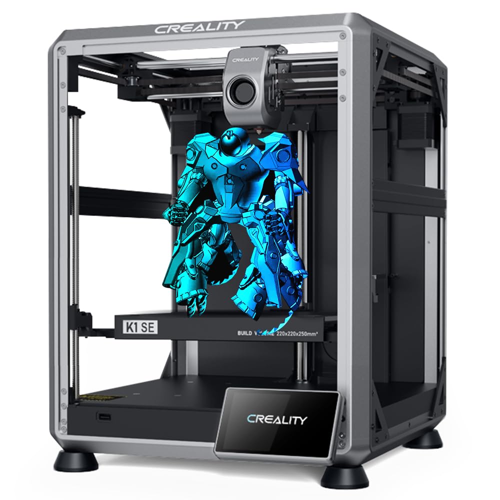 Creality K1 SE 3D Printer, with 600 mm/s Printing Speed CoreXY Auto Leveling and Z-Offset, 300℃ Dual-Gear Direct Extruder Full Metal Die Cast Solid Frame Printing Size 8.66x8.66x9.84 inch Comgrow