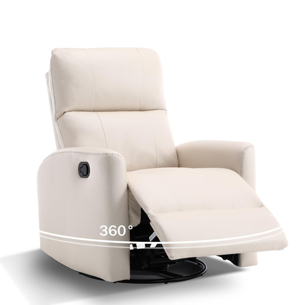 ANJ Manual Swivel Rocker Recliner, Glider Recliners with Padded Armrest and Backrest, Soft Leather Nursery Rocking Recliner Chair Reclining Sofa for Living Room ANJ