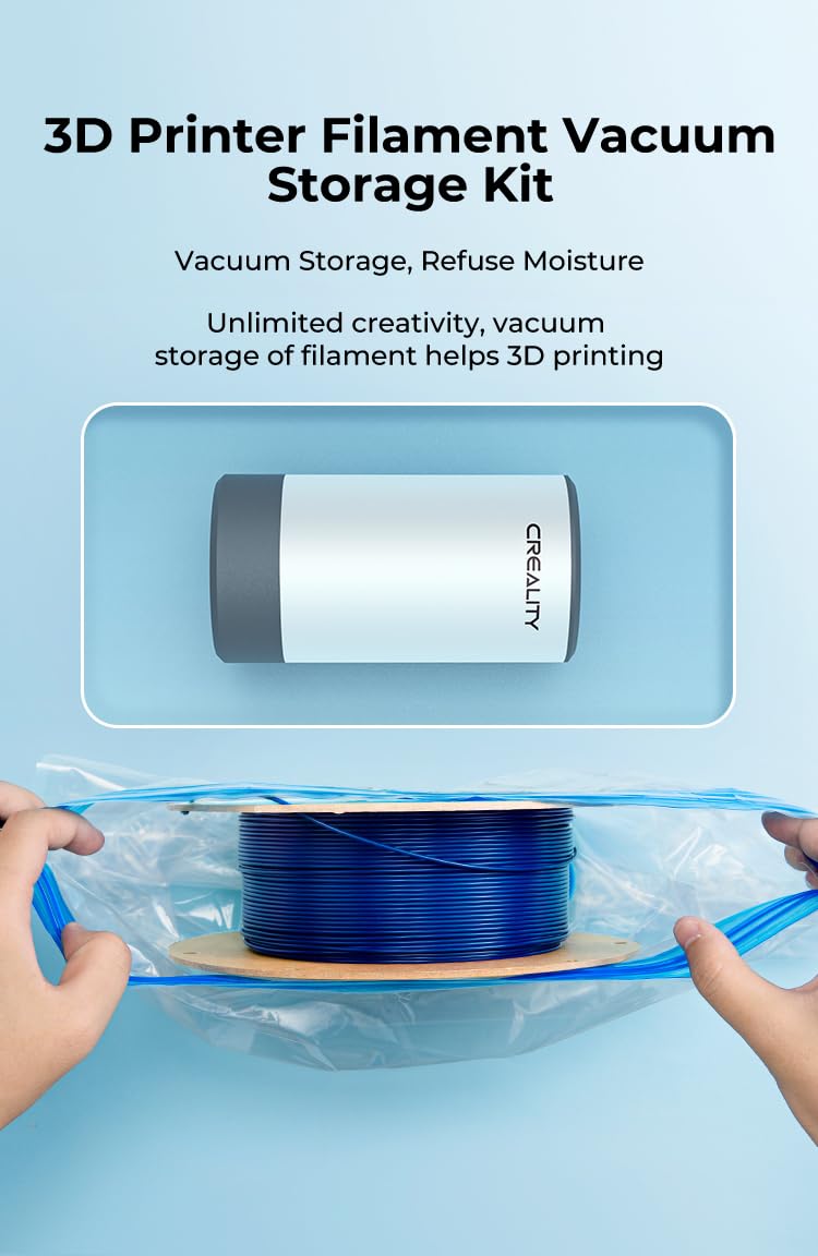 Creality Upgraded 3D Printer Filament Storage Bag Kit Prevent and Monitor Moisture PLA Storage Dry Bags (8 x Vacuum Sealed Bags,1 x Electric Vacuum Pump, 8 x Desiccant), 40x40cm Lokkr