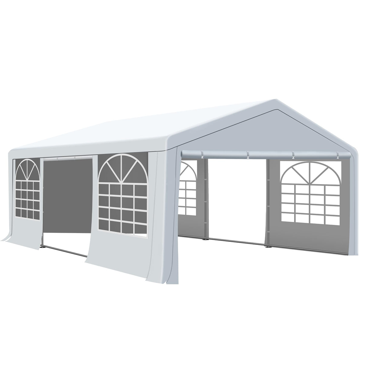 QZEN 20'x20' Canopy Party Tent, Heavy Duty Wedding Tent with Removable Sidewall & 4 Sand Bags, Outdoor Event Tent for Wedding, Birthday Party (20' x 20') QZEN