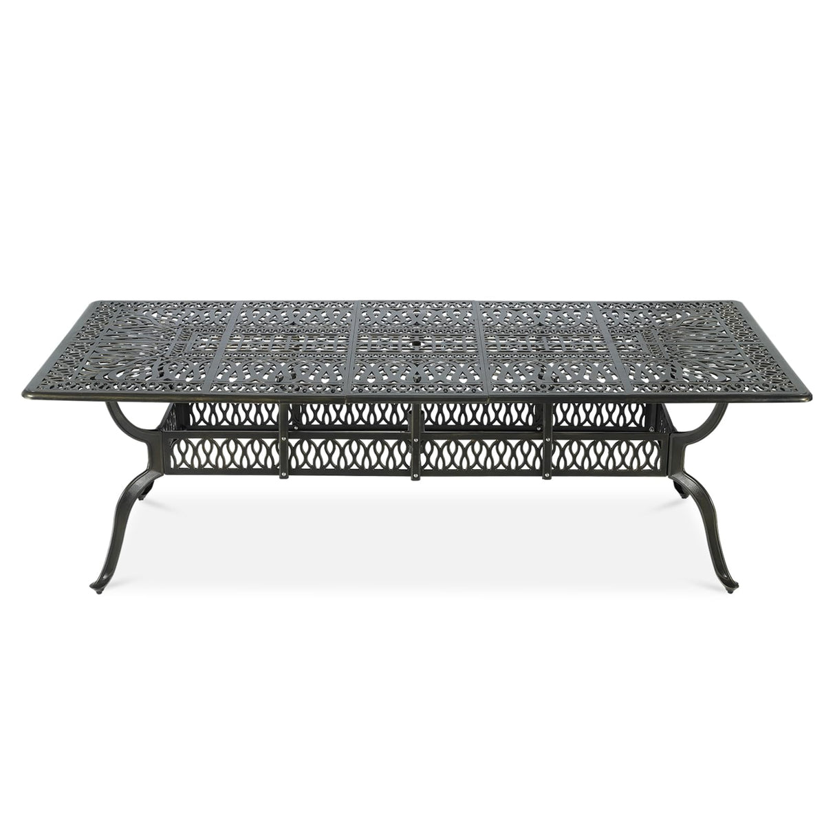 VIVIJASON 94.5" Patio Dining Table for 8-10 People, Large Rectangle Cast Aluminum Dining Table with 2" Umbrella Hole, Weather-Resistant Patio Dining Table for Deck Garden Backyards, Dark Bronze VIVIJASON
