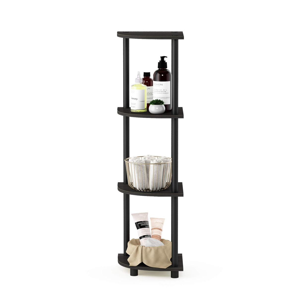 Furinno 12078EX/BK Turn-n-Tube Multipurpose 4-Tier Corner Shelf, Espresso/Black Furinno