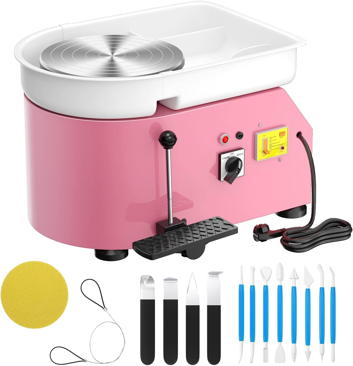 Pottery Wheel Pottery Forming Machine 25CM 350W Electric Pottery Wheel with Foot Pedal DIY Clay Tool Ceramic Machine Work Clay Art Craft (Pink) Homiesetify