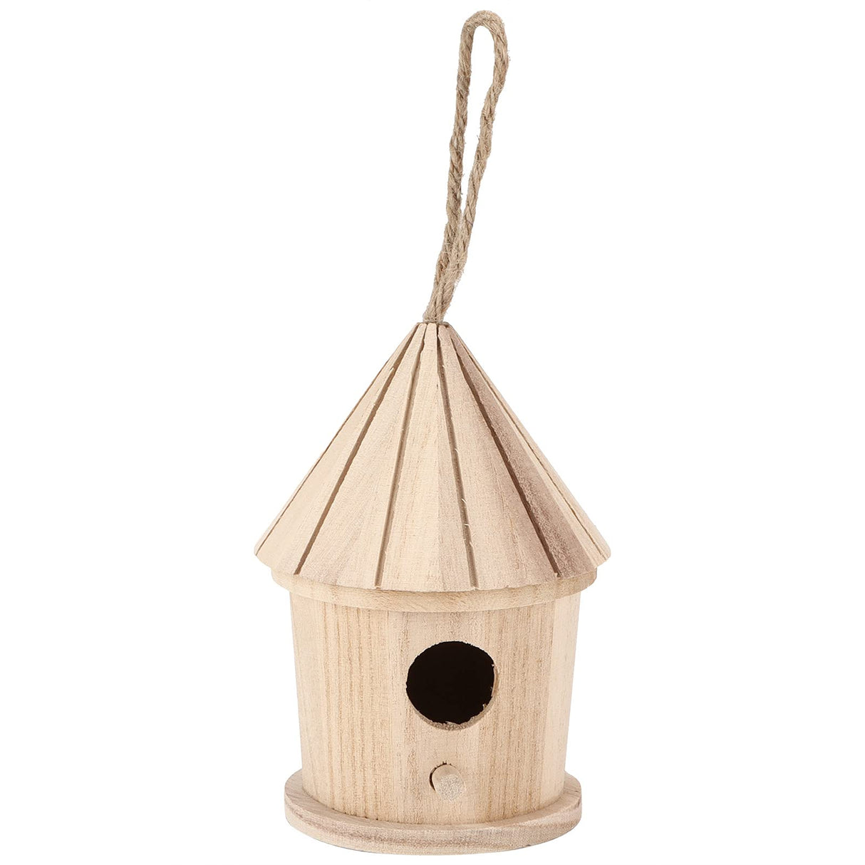 Wooden Birdhouses, Unfinished Natural Wood Bird House Round Outdoor Hand Painted Hanging Bird House Garden Patio Decorative Hapivida