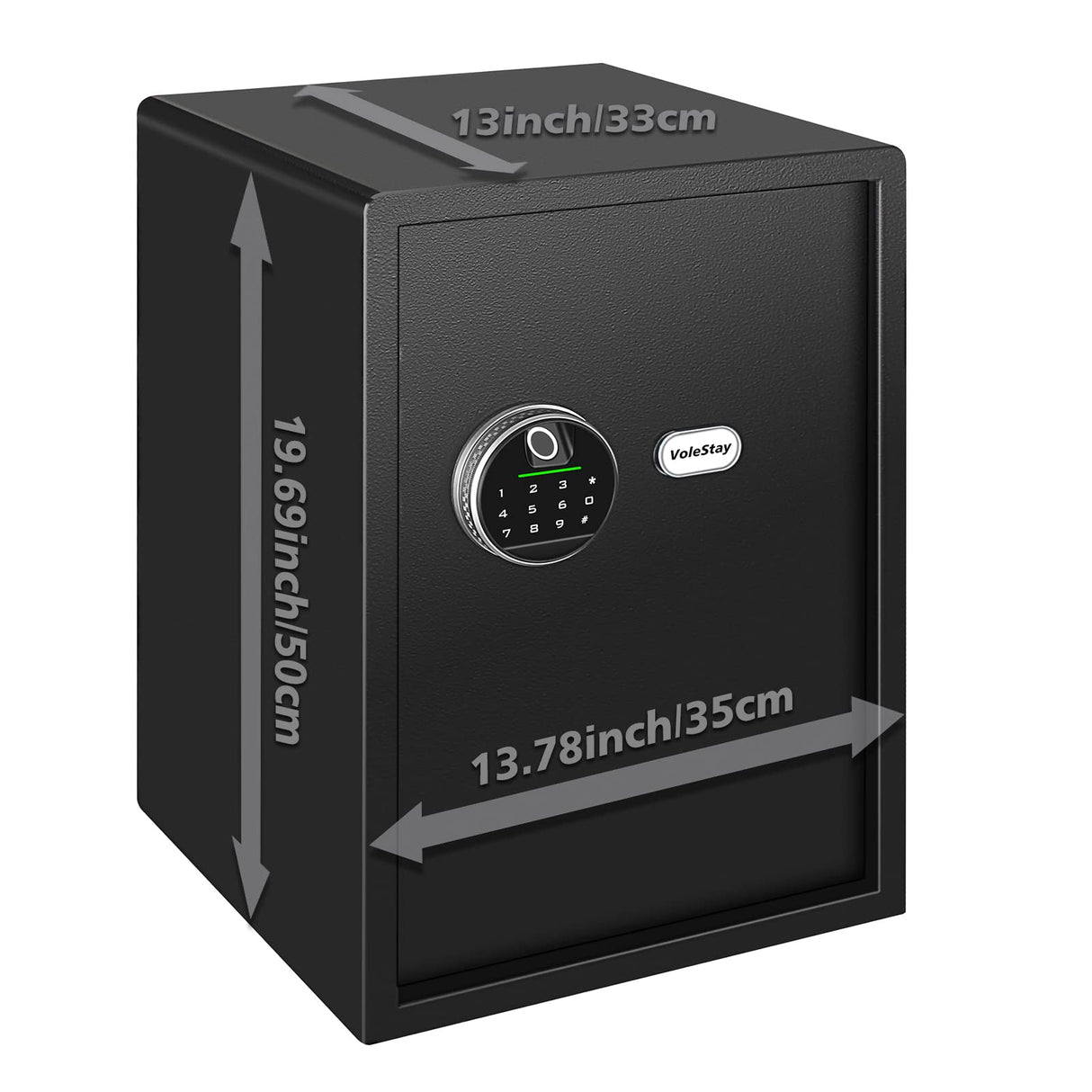 Biometric Home Safe, Fingerprint Gun Safe Lock Box,Money Box for Jewelry Handgun Cash Valuables,Perfect for Home/Office/Hotel, Black, 2.05 Cubic Feet VoleStay