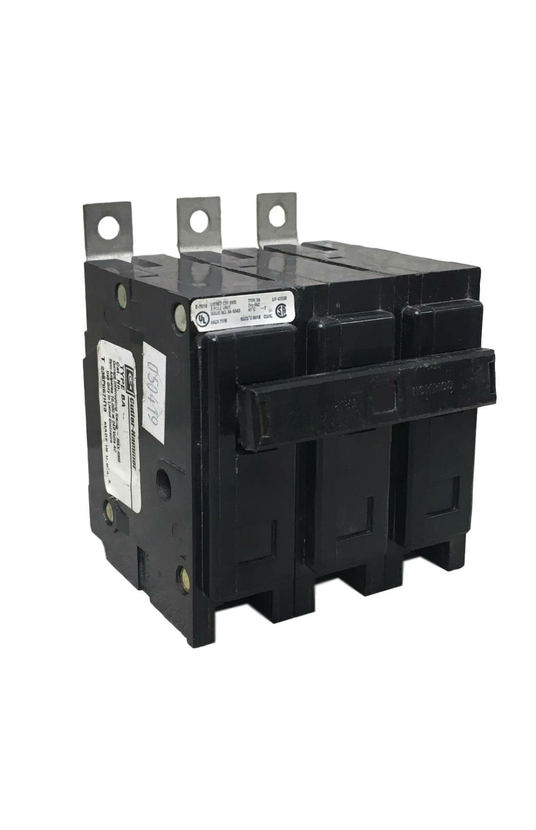 Eaton BAB3100H Bolt-On Mount Type BAB Industrial Miniature Circuit Breaker 3-Pole 100 Amp 240 Volt AC Quicklag Eaton