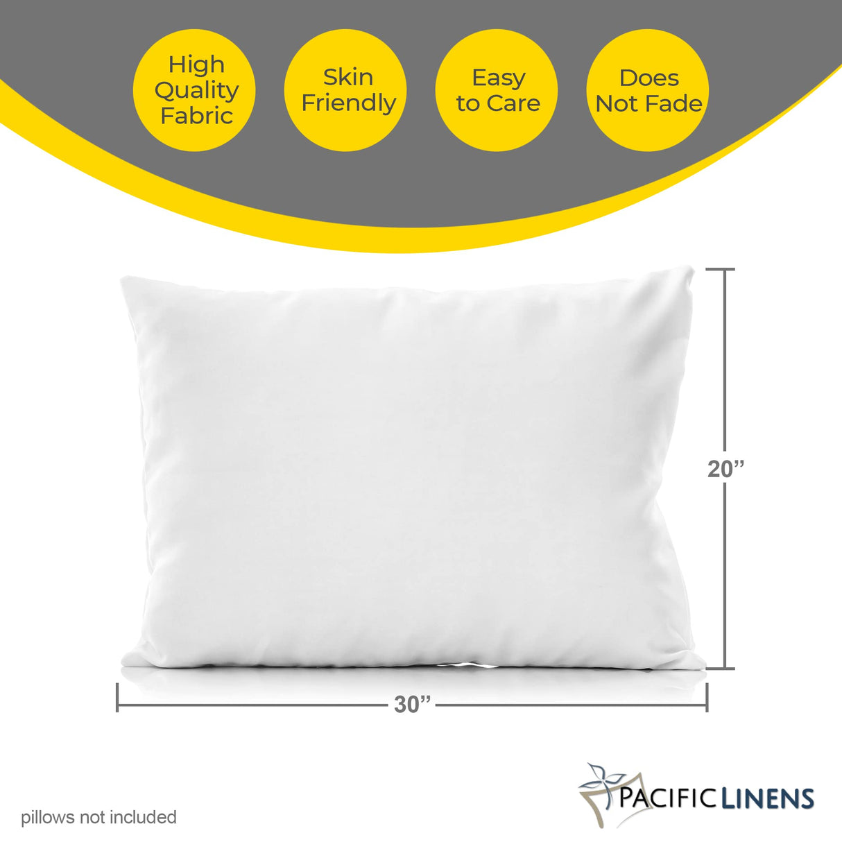 Pacific Linens White Percale Pillow Case - Soft Hotel Style Polly Cotton Blend, 200 Thread Count, Wrinkle Free Linen Pillow Cases, 12 Pack Set of Pillowcases Pacific Linens