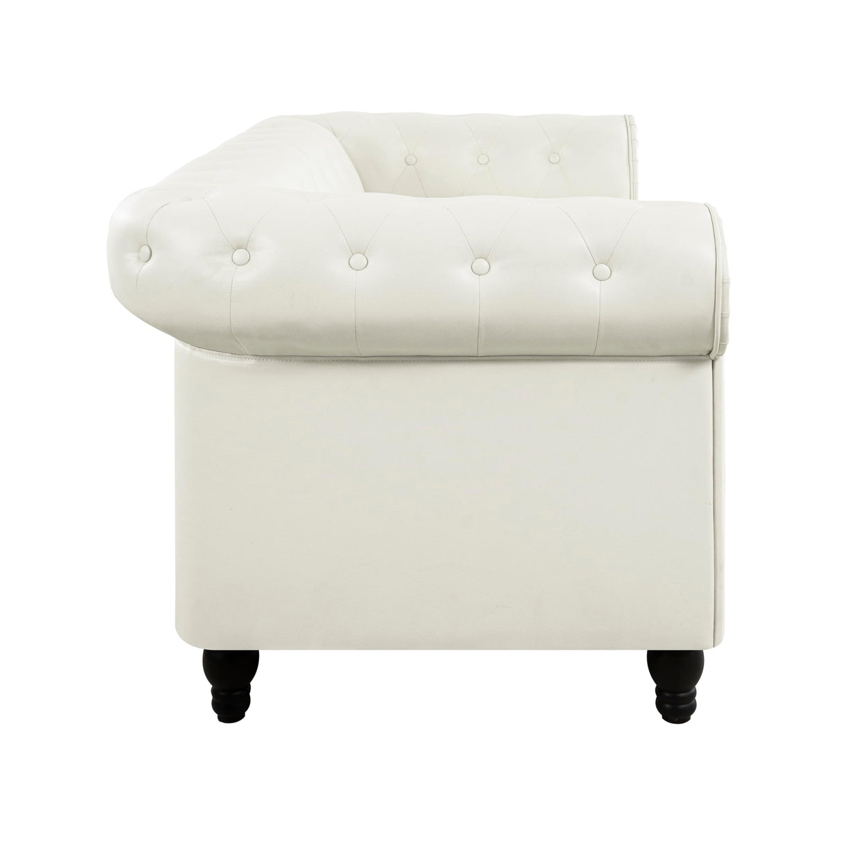 Naomi Home Emery Chesterfield Leather Loveseat, Mini Sofa Sleeper Loveseat, Small Sofa Bed with Rolled Arms, Tufted Cushions 2 Seater Sectional Small Loveseat for Small Spaces, Living Room Off White Naomi Home