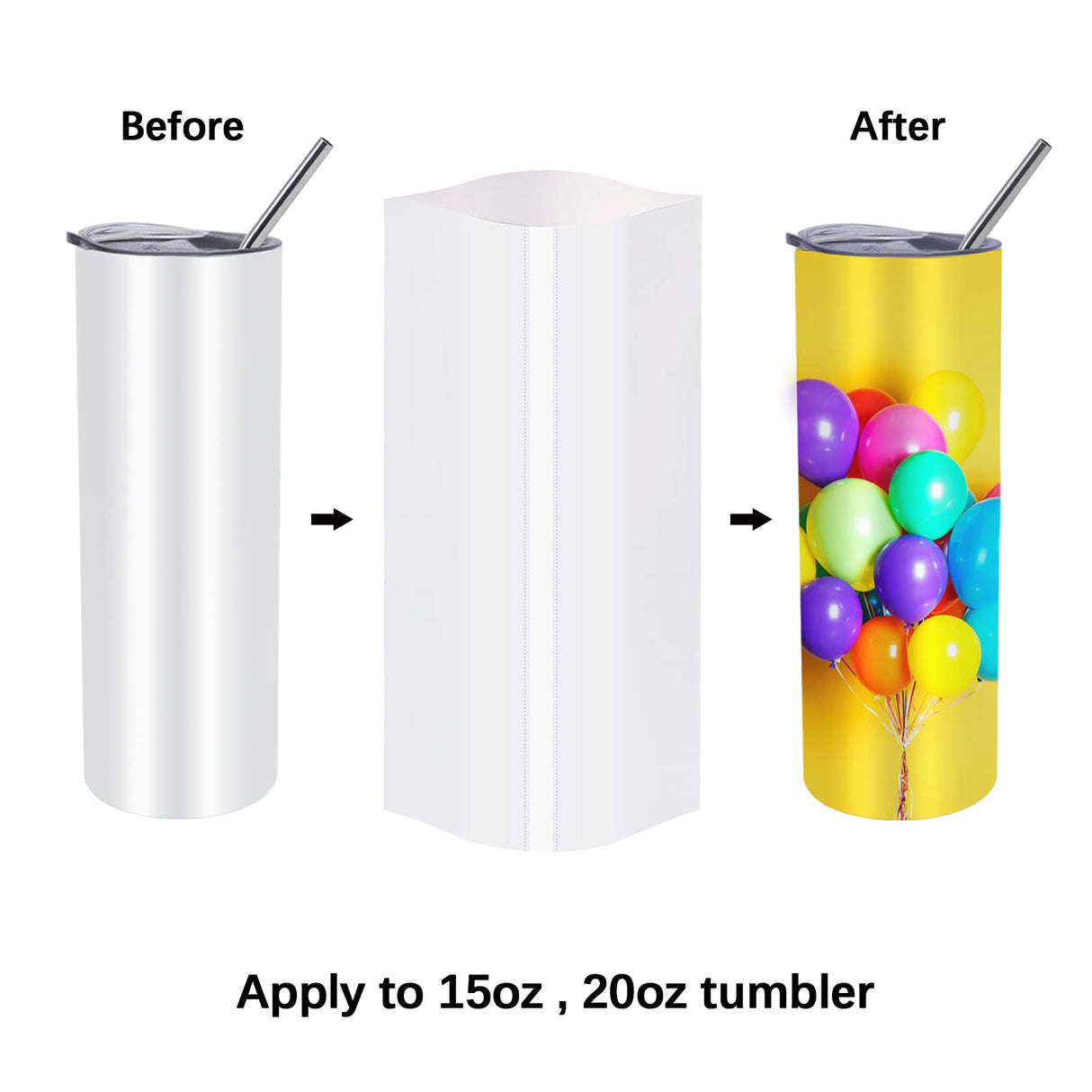 100Pcs Sublimation Shrink Wrap Sleeves,5x10 Inch Heat Transfer Shrink Film Bags for Blanks 20 oz Tumblers,Mugs,Cups,Shrink Wrap Bands for Sublimation OKBA