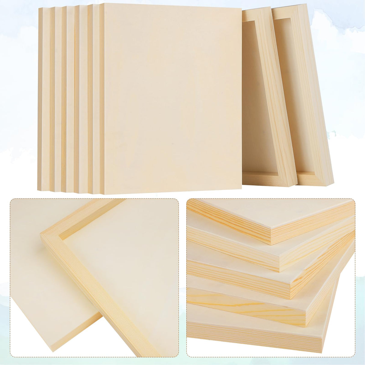 Aodaer 8 Pack Wood Panels 8 x 10 Inch Wooden Panels Canvas Unfinished Craft Wood Boards Panels for Art Crafts Acrylic and Oil Painting Pouring DIY Projects Aodaer