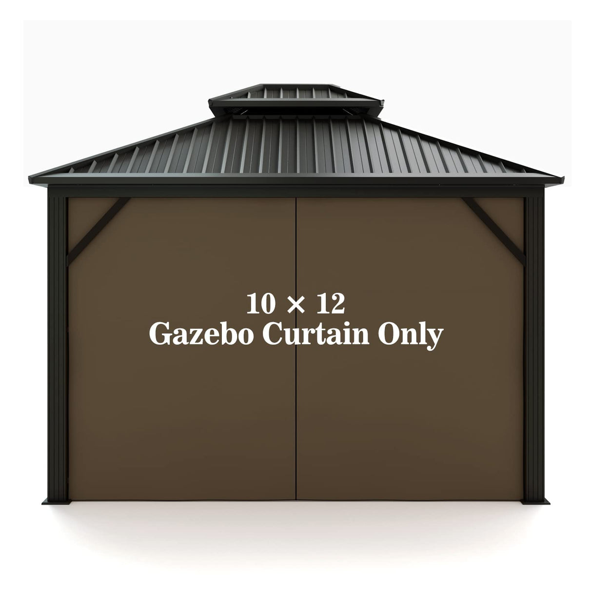 Gazebo Universal Replacement Privacy Curtain – Hugline 10' x 12' Gazebo Side Wall Outdoor Privacy Panel with Zipper (Brown) Hugline