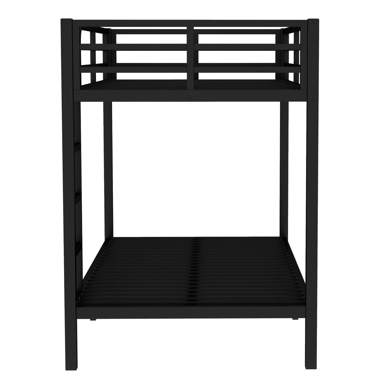 Bellemave Twin XL Over Twin XL Bunk Bed with Headboard and Build in Ladder, Heavy Duty Metal Bunk Beds with Full Length Guardrail, Convertible Bunk Bed for Adults, Teens, Black Bellemave