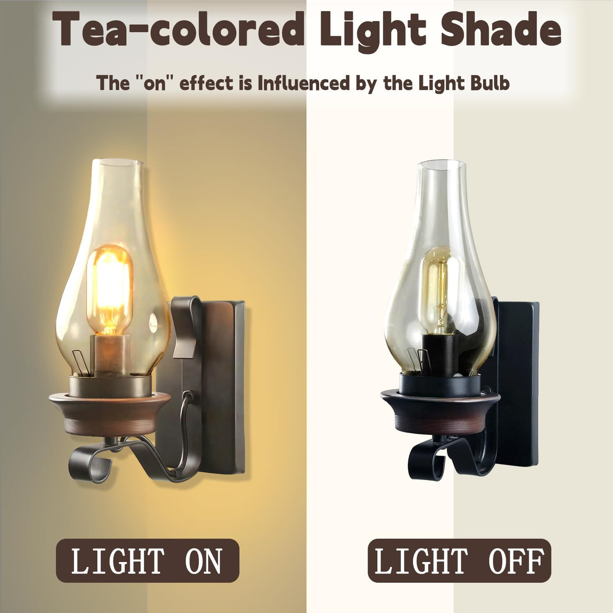 LightInTheBox Rustic Wall Sconce Vintage Farmhouse Wall Light Fixtures Industrial Glass Wall Lamp for Cabin Bedroom Living Room Hallway Fireplace (2PCS) LightInTheBox