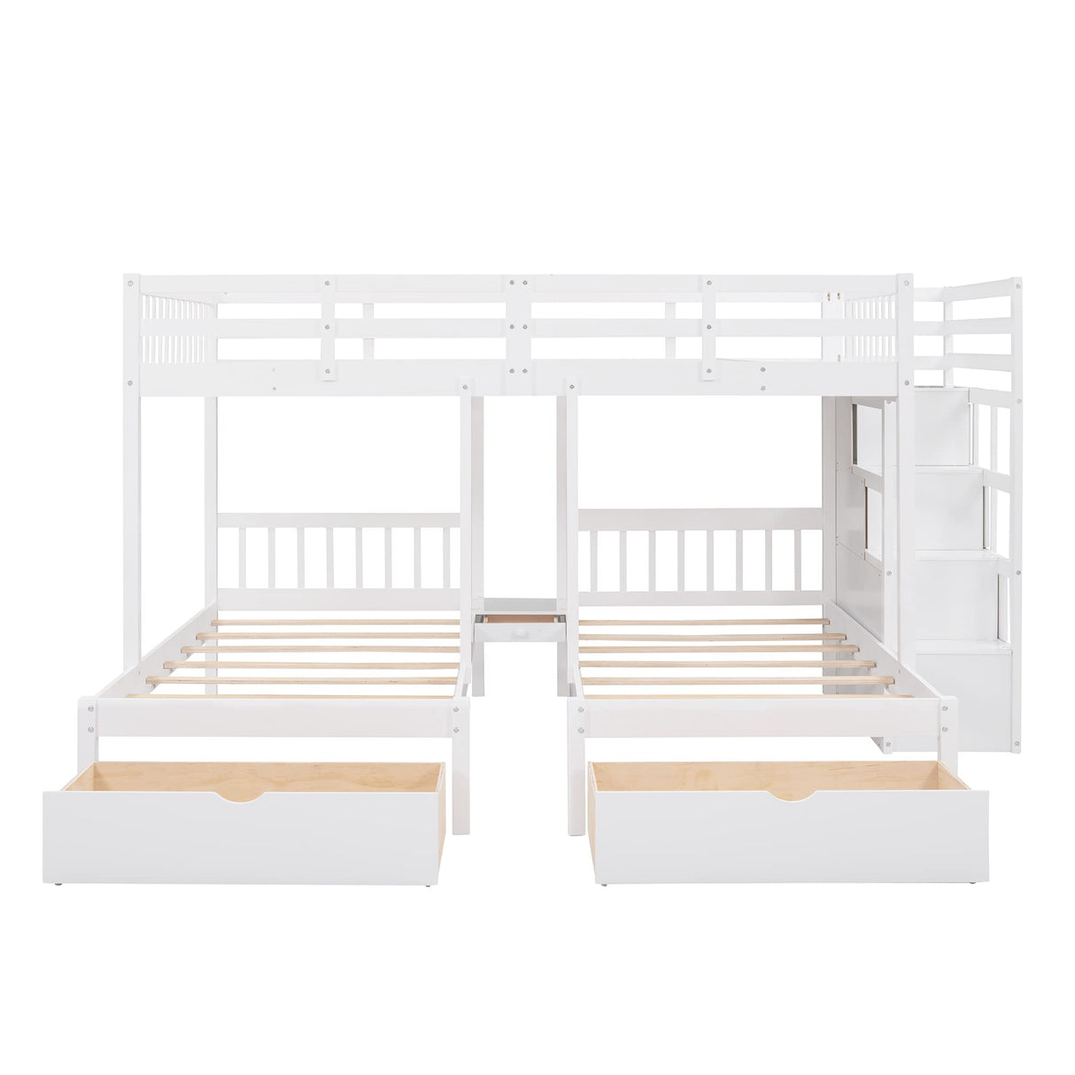 Harper & Bright Designs Triple Bunk Beds with Drawers, Wood Full Over Twin & Twin Bunk Bed with Storage Staircase, Triple Bed for Kids,3 Bed Bunk Beds with Storage for Girls Boys,White Harper & Bright Designs