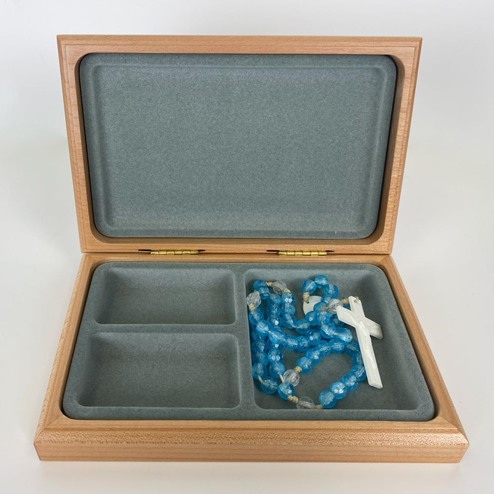 Engraved First Communion Valet Box, Personalized First Holy Communion Gifts for Boys & Girls, Wooden Box for Rosary Beads GiftsForYouNow