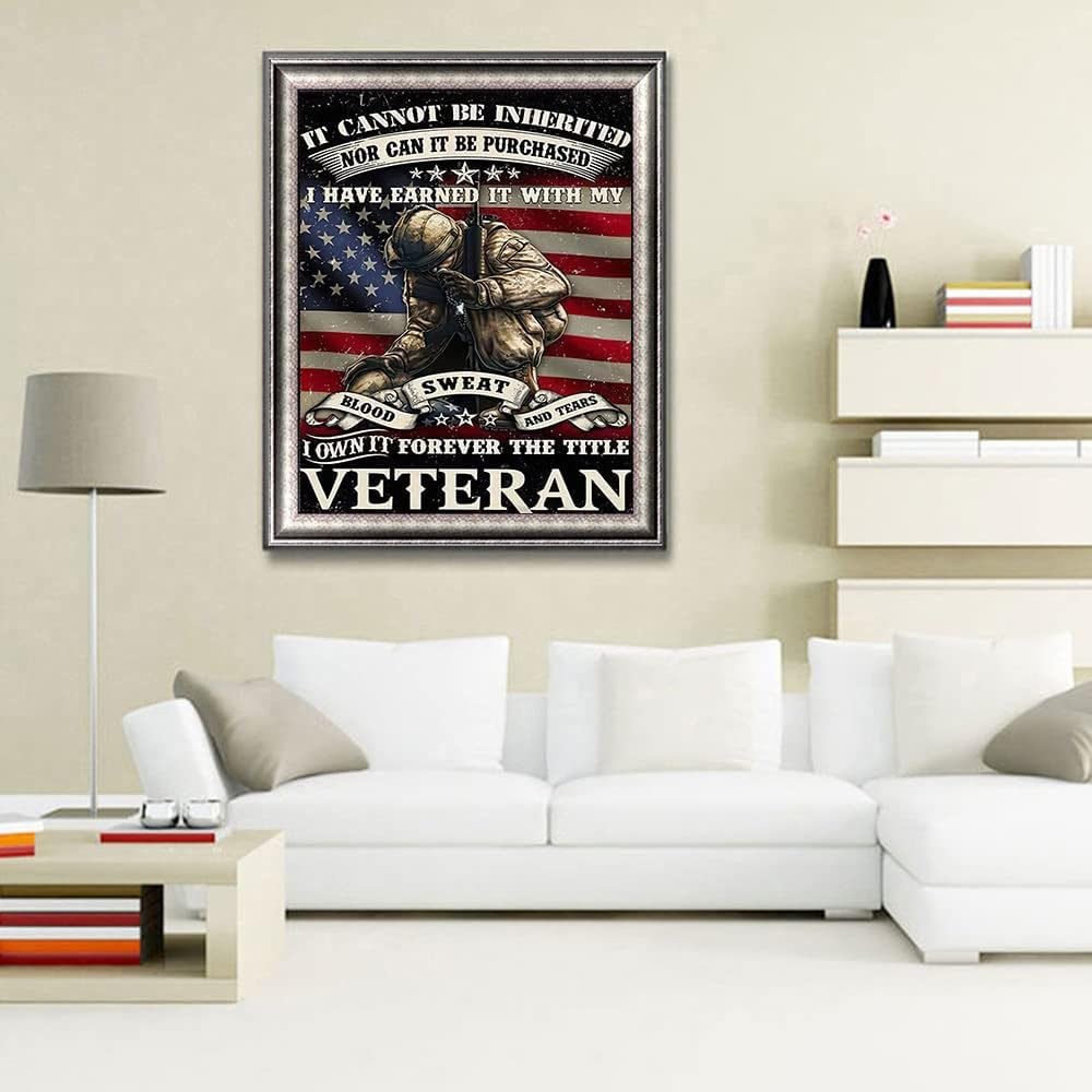 5D Diamond Art Painting by Number Kits 4th of July Full Drill Patriotic Military Army America 16x20 Inch Round Drill Diamond Art Adults Crafts Cross Stitch Wall Decor WoodArtSupply